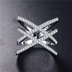 Double X Cubic Zirconia Band